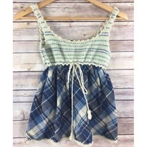 Free People Sweater Plaid Tank Top